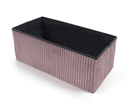 Corduroy Ribbed Foldable Storage Ottoman Box – Padded Storage Bench with Lid | Night Zone