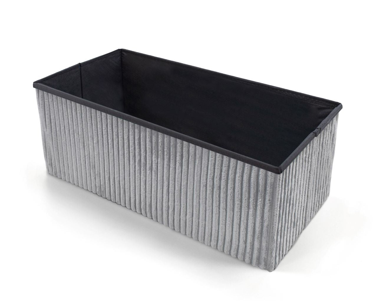 Corduroy Ribbed Foldable Storage Ottoman Box – Padded Storage Bench with Lid | Night Zone