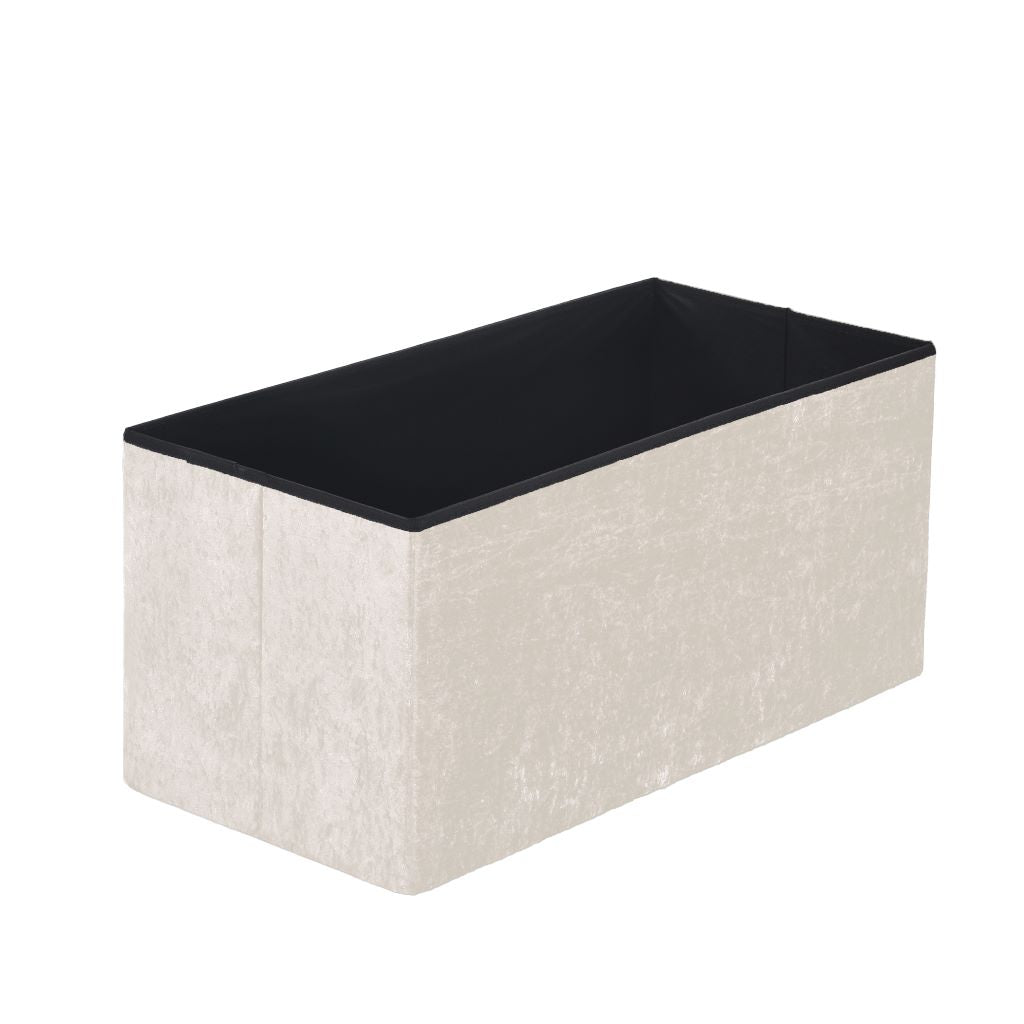 Crushed Velvet Fold-able Storage Ottoman Box – Tufted Storage Bench with Lid | Night Zone