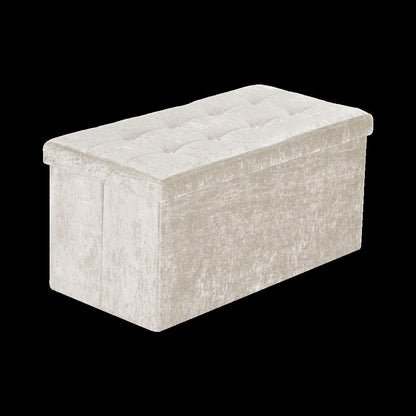 Crushed Velvet Fold-able Storage Ottoman Box – Tufted Storage Bench with Lid | Night Zone