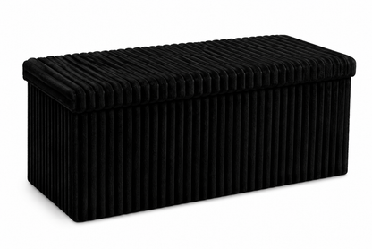 Corduroy Ribbed Foldable Storage Ottoman Box – Padded Storage Bench with Lid | Night Zone