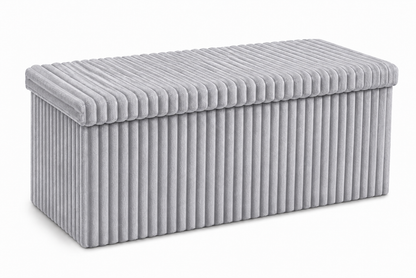 Corduroy Ribbed Foldable Storage Ottoman Box – Padded Storage Bench with Lid | Night Zone