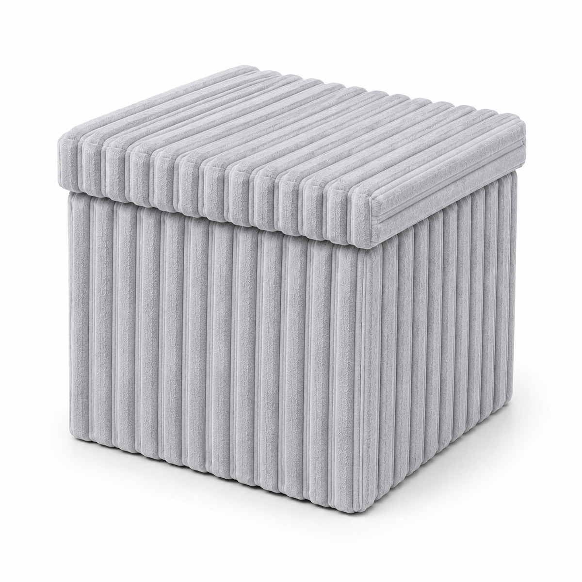 Corduroy Ribbed Foldable Storage Ottoman Box – Padded Storage Bench with Lid | Night Zone
