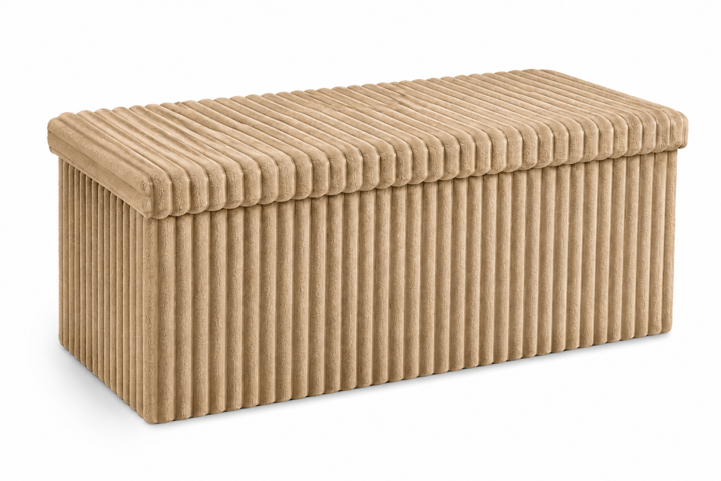 Corduroy Ribbed Foldable Storage Ottoman Box – Padded Storage Bench with Lid | Night Zone