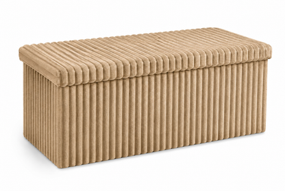 Corduroy Ribbed Foldable Storage Ottoman Box – Padded Storage Bench with Lid | Night Zone