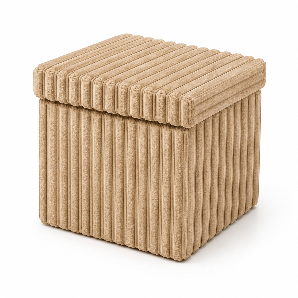 Corduroy Ribbed Foldable Storage Ottoman Box – Padded Storage Bench with Lid | Night Zone