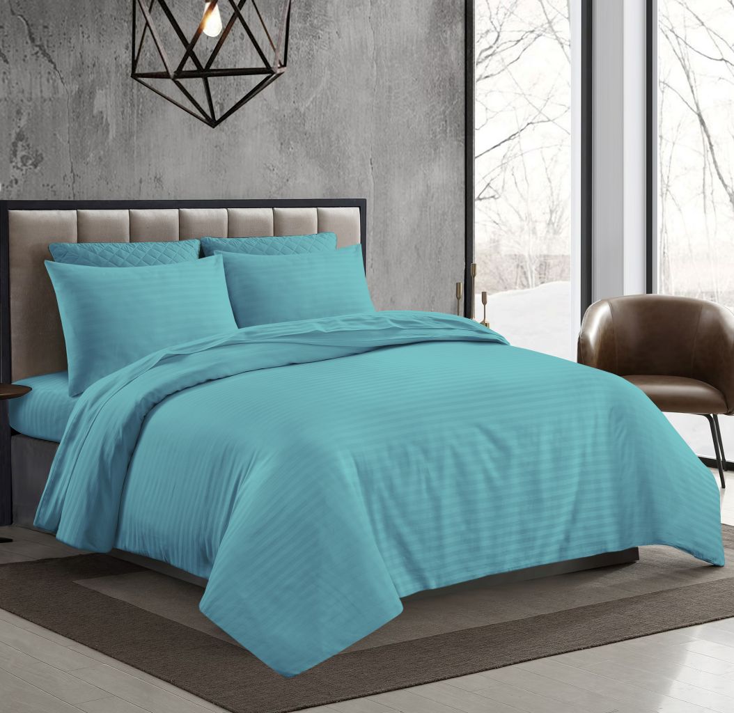 T-250 Stripe Duvet Cover Set – 100% Premium Cotton Hotel Quality Bedding | Night Zone