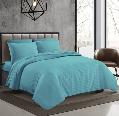 250 Thread Count Stripe Duvet Cover Set – 100% Premium Cotton Hotel Quality Bedding | Night Zone
