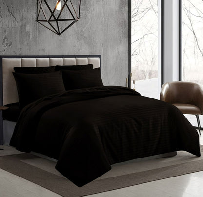 250 Thread Count Stripe Duvet Cover Set – 100% Premium Cotton Hotel Quality Bedding | Night Zone