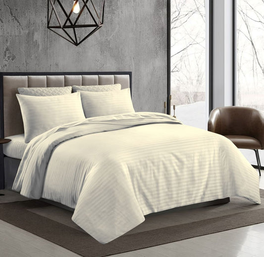T-250 Stripe Duvet Cover Set – 100% Premium Cotton Hotel Quality Bedding | Night Zone