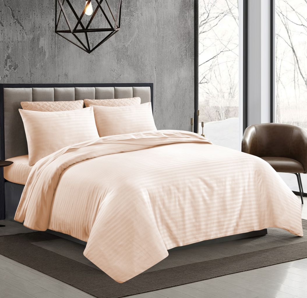 T-250 Stripe Duvet Cover Set – 100% Premium Cotton Hotel Quality Bedding | Night Zone