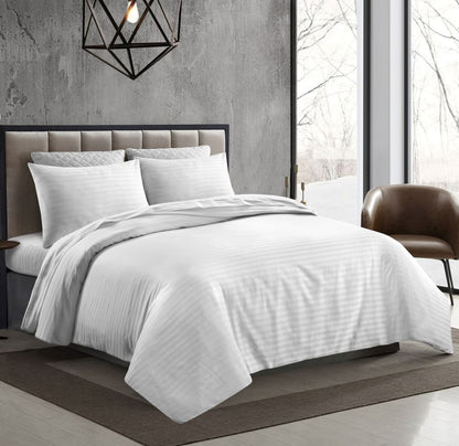 250 Thread Count Stripe Duvet Cover Set – 100% Premium Cotton Hotel Quality Bedding | Night Zone