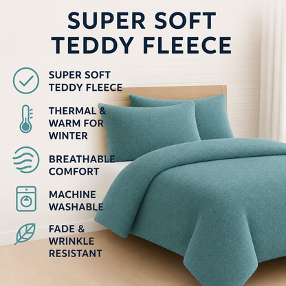 Teddy Fleece Duvet Cover Set – Soft Warm Teddy Bear Bedding | Night Zone