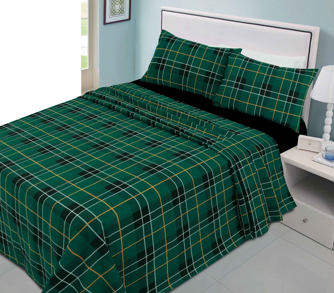 Tartan Flannelette Sheet Set – 100% Brushed Cotton Warm Bedding | Night Zone