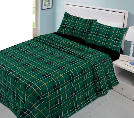 Tartan Flannelette Sheet Set – 100% Brushed Cotton Warm Bedding | Night Zone