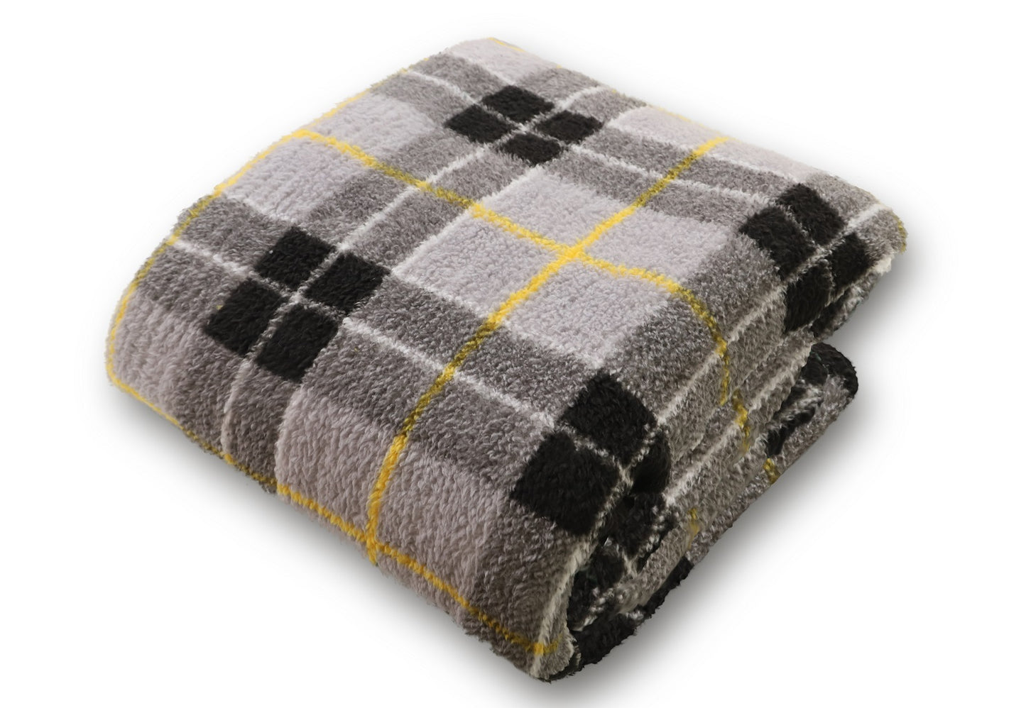 Teddy Tartan Fleece Throw Blanket 150 x 200cm – Soft Warm Check Pattern Throw | Night Zone