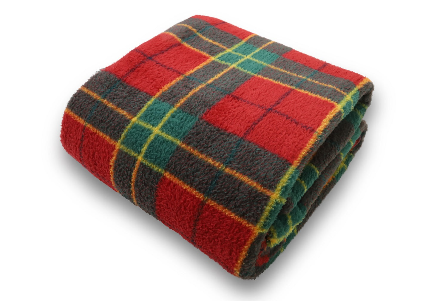 Teddy Tartan Fleece Throw Blanket 150 x 200cm – Soft Warm Check Pattern Throw | Night Zone