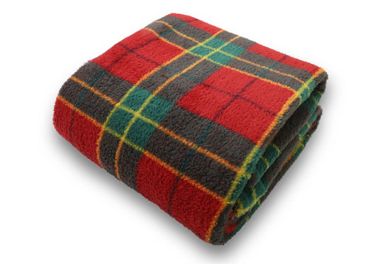 Teddy Tartan Fleece Throw Blanket 150 x 200cm – Soft Warm Check Pattern Throw | Night Zone