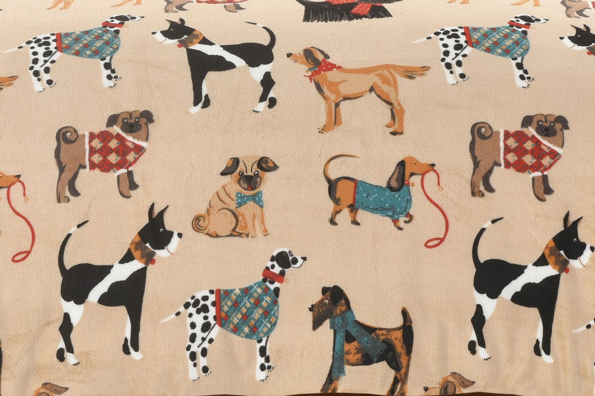 Dog Print Teddy Fleece Duvet Cover Set – Soft Cosy Pet Lover Bedding | Night Zone