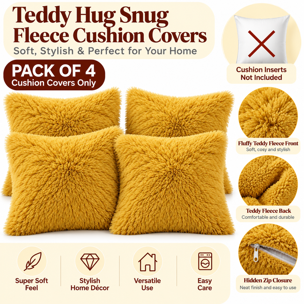 Teddy Hug Fleece Cushion Cover – Soft Fluffy Snug Cuddle Cushion Cover | Night Zone
