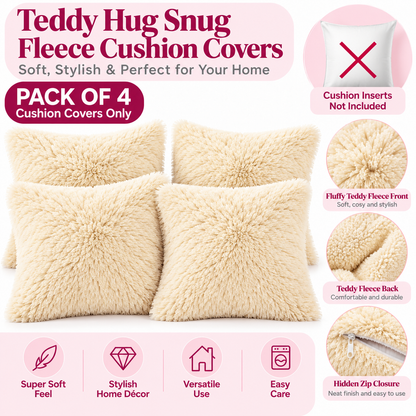 Teddy Hug Fleece Cushion Cover – Soft Fluffy Snug Cuddle Cushion Cover | Night Zone