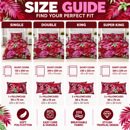 Abby Printed Polycotton Duvet Cover Set – Soft Easy Care Bedding | Night Zone