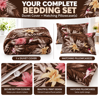 Abby Printed Polycotton Duvet Cover Set – Soft Easy Care Bedding | Night Zone