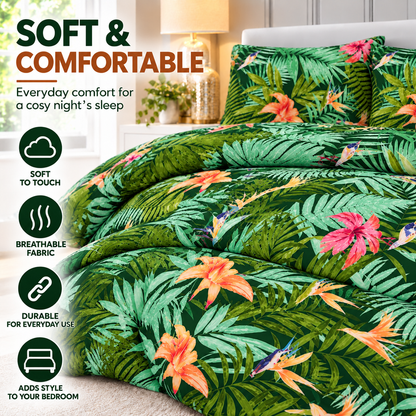 Abby Printed Polycotton Duvet Cover Set – Soft Easy Care Bedding | Night Zone