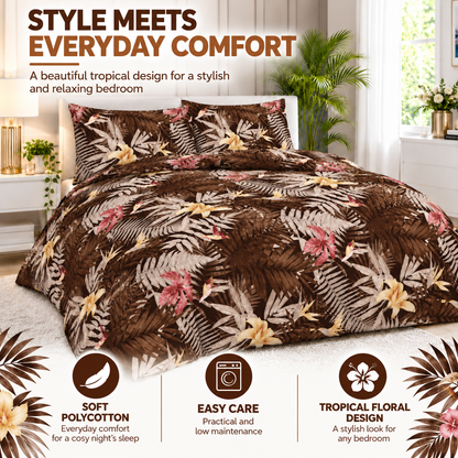 Abby Printed Polycotton Duvet Cover Set – Soft Easy Care Bedding | Night Zone
