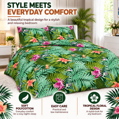 Abby Printed Polycotton Duvet Cover Set – Soft Easy Care Bedding | Night Zone