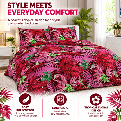 Abby Printed Polycotton Duvet Cover Set – Soft Easy Care Bedding | Night Zone