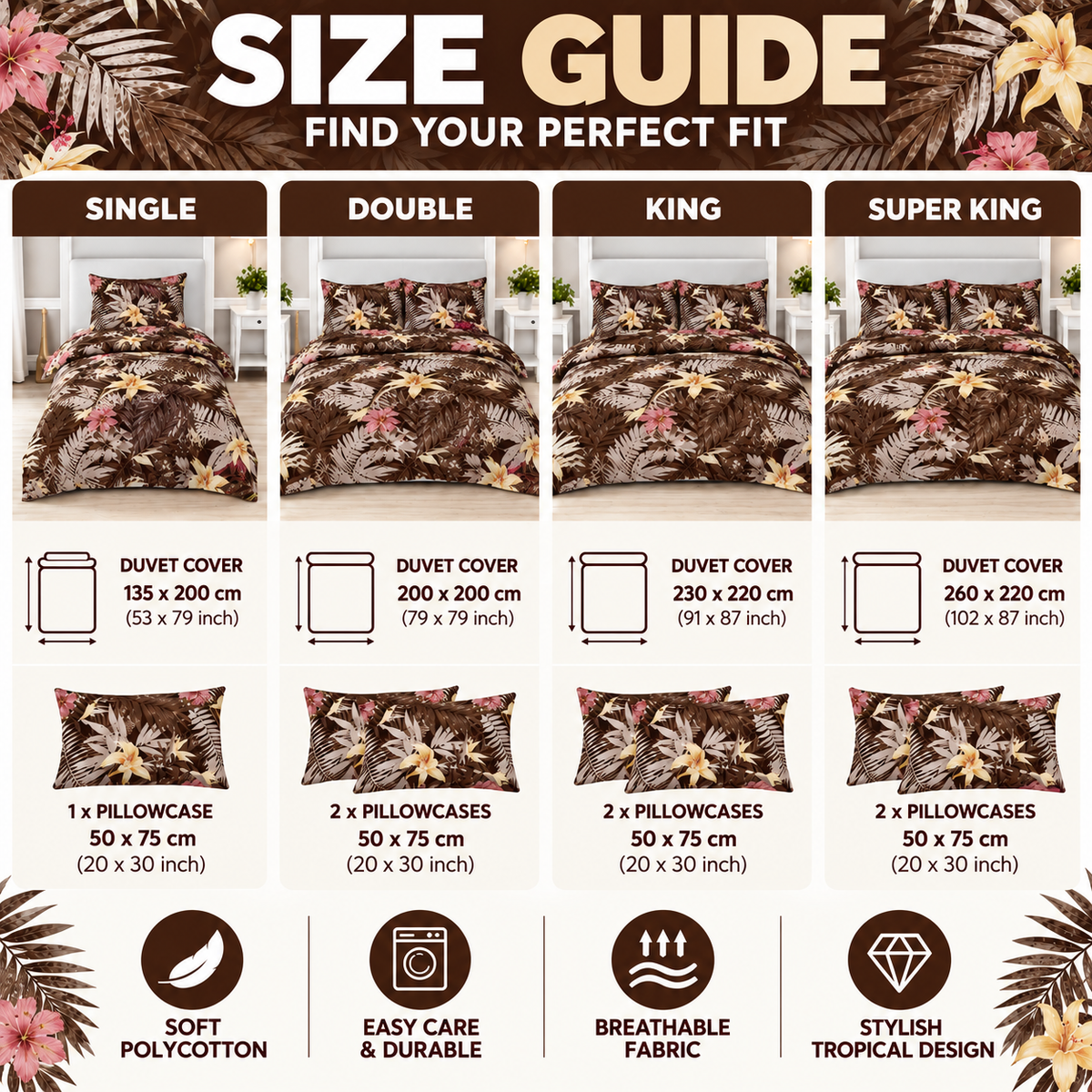 Abby Printed Polycotton Duvet Cover Set – Soft Easy Care Bedding | Night Zone