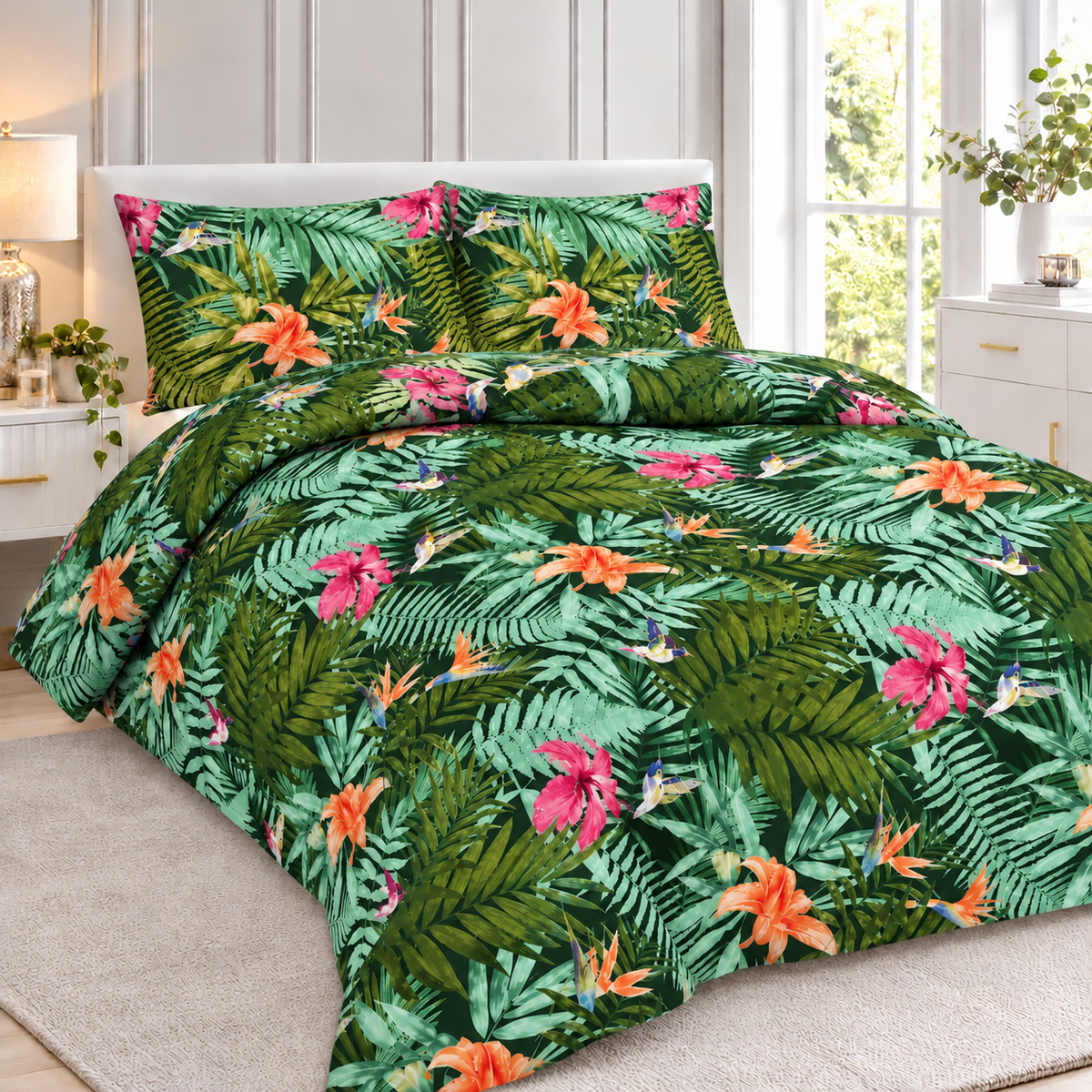 Abby Printed Polycotton Duvet Cover Set – Soft Easy Care Bedding | Night Zone
