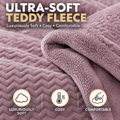 Teddy Fleece Waves Duvet Cover Set with Matching Cushion Covers | Night Zone