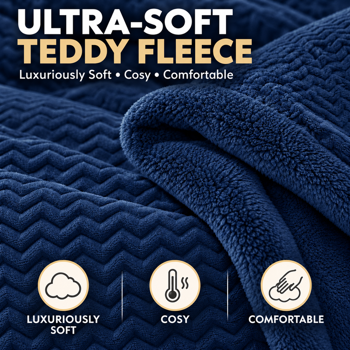 Teddy Fleece Waves Duvet Cover Set with Matching Cushion Covers | Night Zone