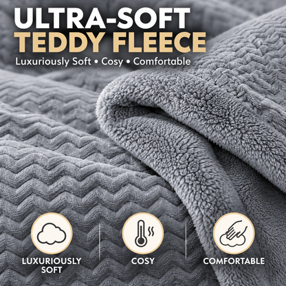 Teddy Fleece Waves Duvet Cover Set with Matching Cushion Covers | Night Zone