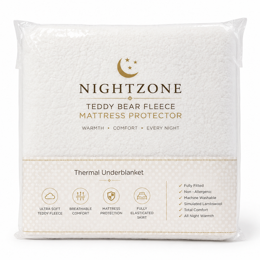Teddy Bear Fleece Mattress Protector 30cm Deep – Soft Warm Under Fleece Bedding | Night Zone