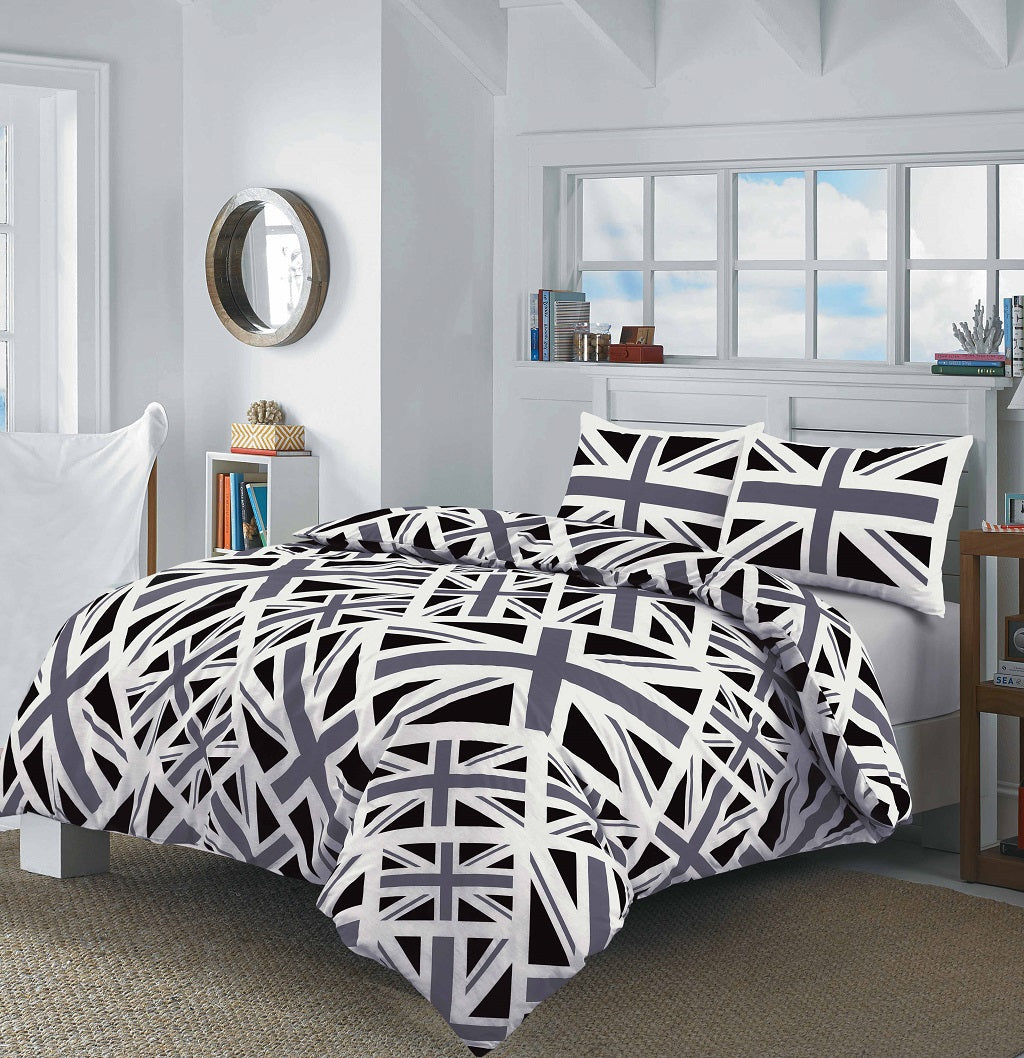 Union Jack Printed Polycotton Duvet Cover Set – Soft Easy Care Bedding | Night Zone