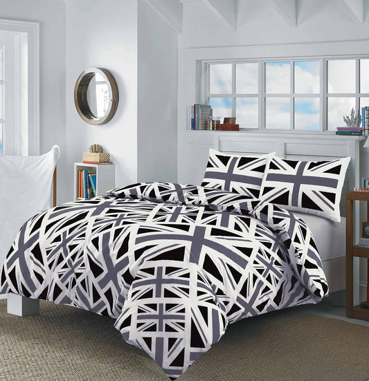 Union Jack Printed Polycotton Duvet Cover Set – Soft Easy Care Bedding | Night Zone
