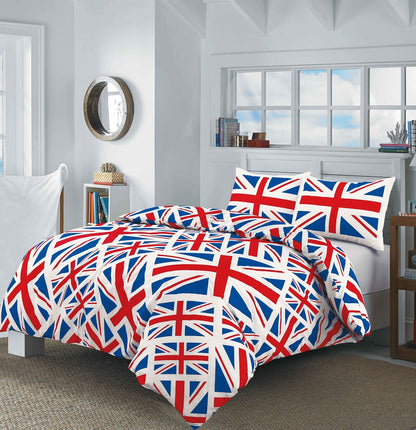 Union Jack Printed Polycotton Duvet Cover Set – Soft Easy Care Bedding | Night Zone