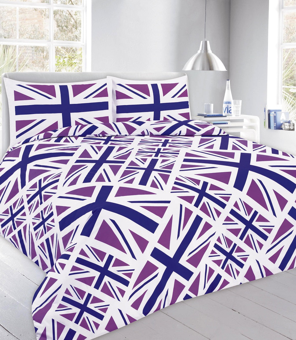 Union Jack Printed Polycotton Duvet Cover Set – Soft Easy Care Bedding | Night Zone