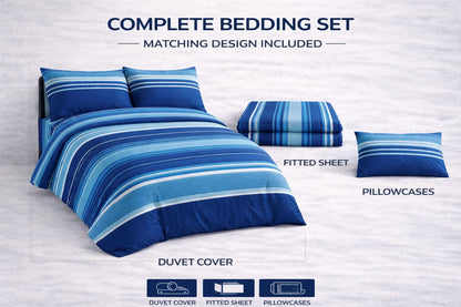4 Piece Printed Microfiber Bedding Set – Duvet Cover, Fitted Sheet & Pillowcases | Night Zone