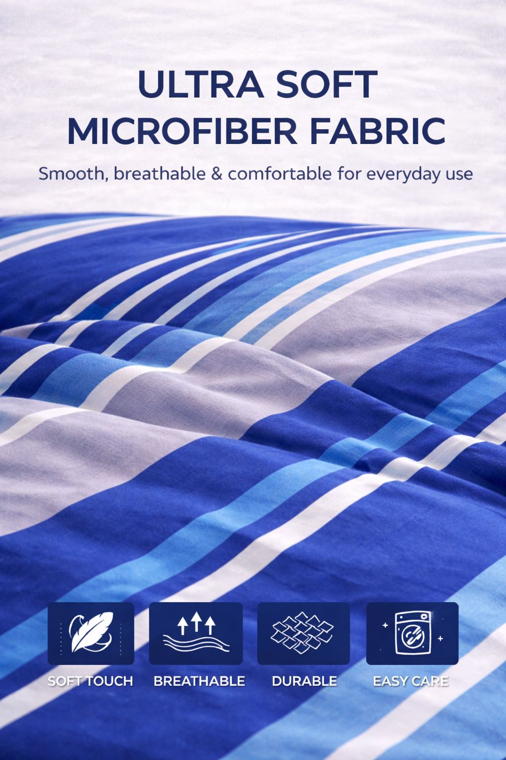4 Piece Printed Microfiber Bedding Set – Duvet Cover, Fitted Sheet & Pillowcases | Night Zone