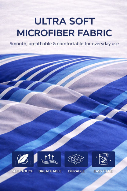 4 Piece Printed Microfiber Bedding Set – Duvet Cover, Fitted Sheet & Pillowcases | Night Zone
