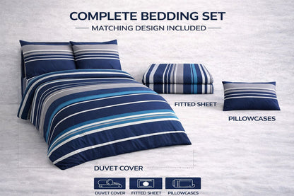 4 Piece Printed Microfiber Bedding Set – Duvet Cover, Fitted Sheet & Pillowcases | Night Zone