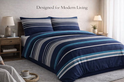 4 Piece Printed Microfiber Bedding Set – Duvet Cover, Fitted Sheet & Pillowcases | Night Zone