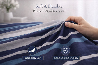 4 Piece Printed Microfiber Bedding Set – Duvet Cover, Fitted Sheet & Pillowcases | Night Zone