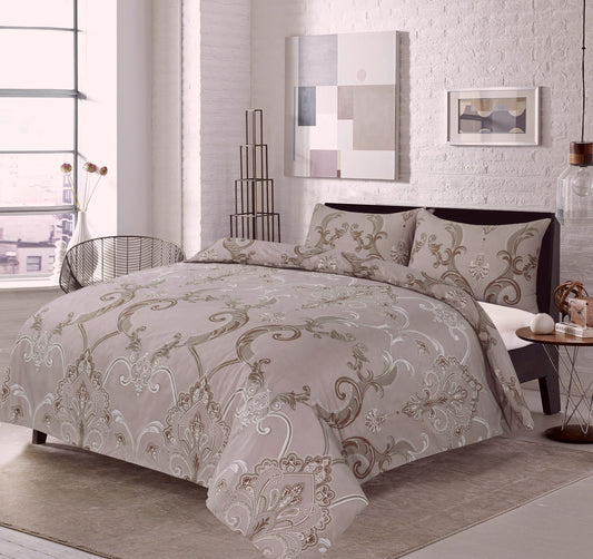 Yuna Luxury Damask Microfibre Duvet Cover Set – Hotel Style Bedding | Night Zone