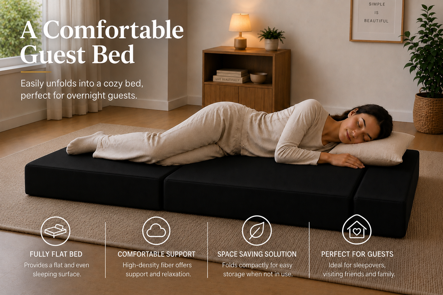 Z Bed Convertible Folding Sofa Bed Chair – 3-in-1 Foam Floor Lounger & Guest Mattress | Night Zone