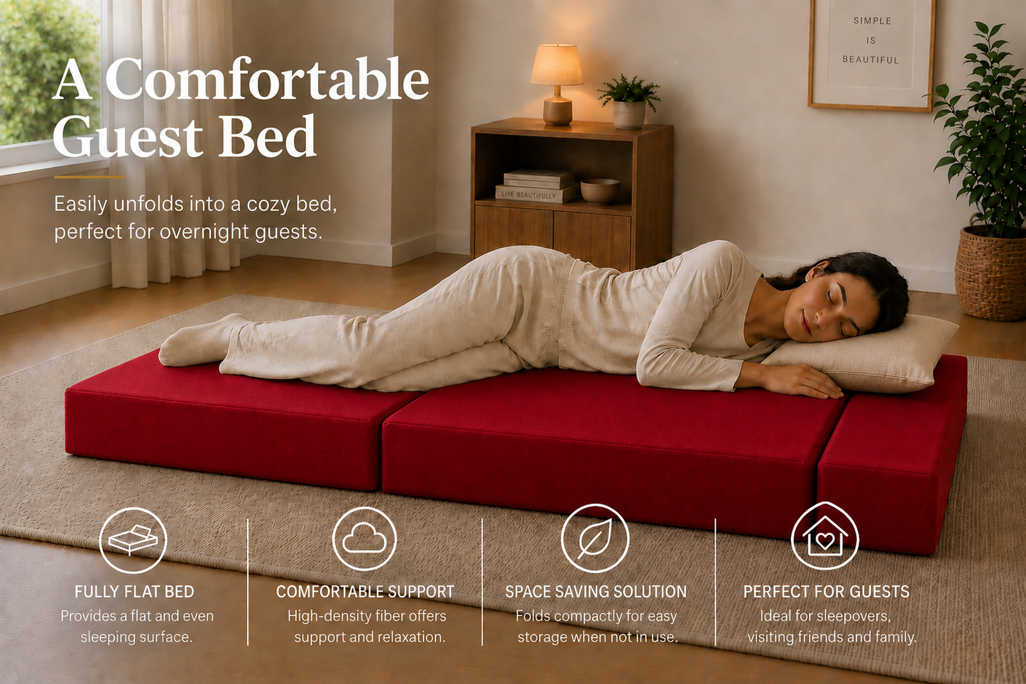 Z Bed Convertible Folding Sofa Bed Chair – 3-in-1 Foam Floor Lounger & Guest Mattress | Night Zone